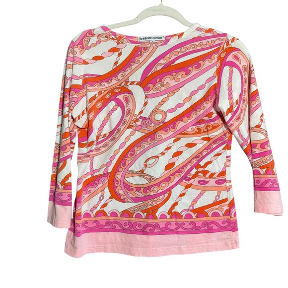 Barbara Gerwit Chain Print Blouse Top Women Small Multicolor Beach Colorful - Picture 1 of 8